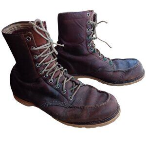 10D Vintage Red Wing 1960's Mens Leather Moc Toe Work Boots Lace-Up Red Lined